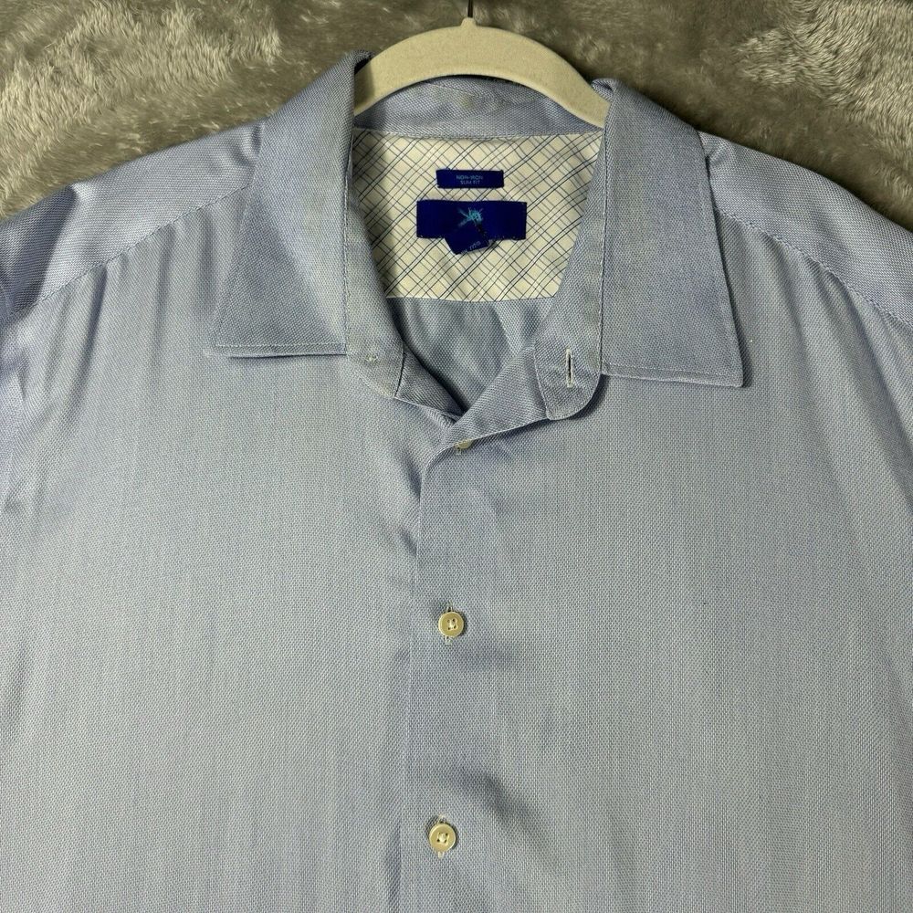 Egara Shirt Mens XXL Blue Non Iron Office Casual Slim Fit